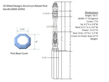 Cast Aluminum Newel Railing Post